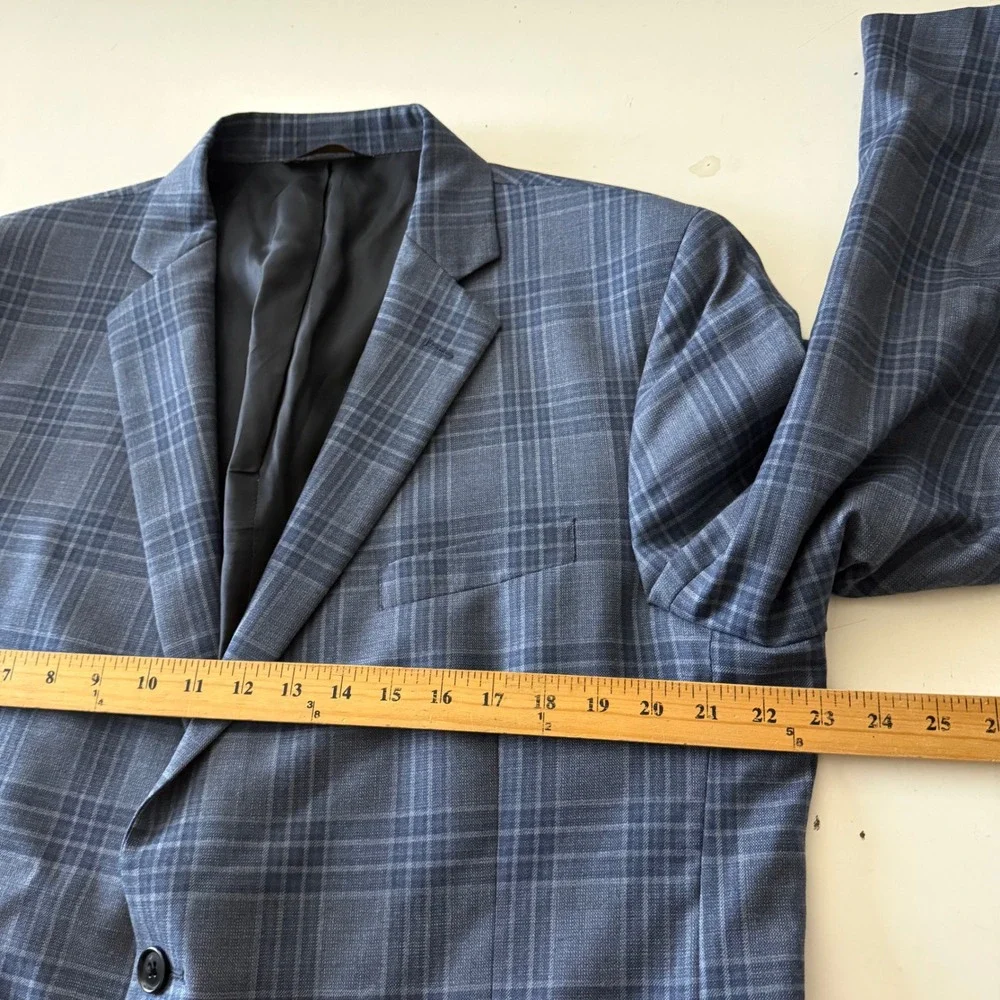 Brooks Brothers Regent Fit Blue Plaid 100% Lambswool Blazer Sport Coat 46R
